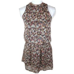 H&M CREAM, BEIGE, & PINK HIGH NECK FLORAL DRESS SZ.2. EUC.